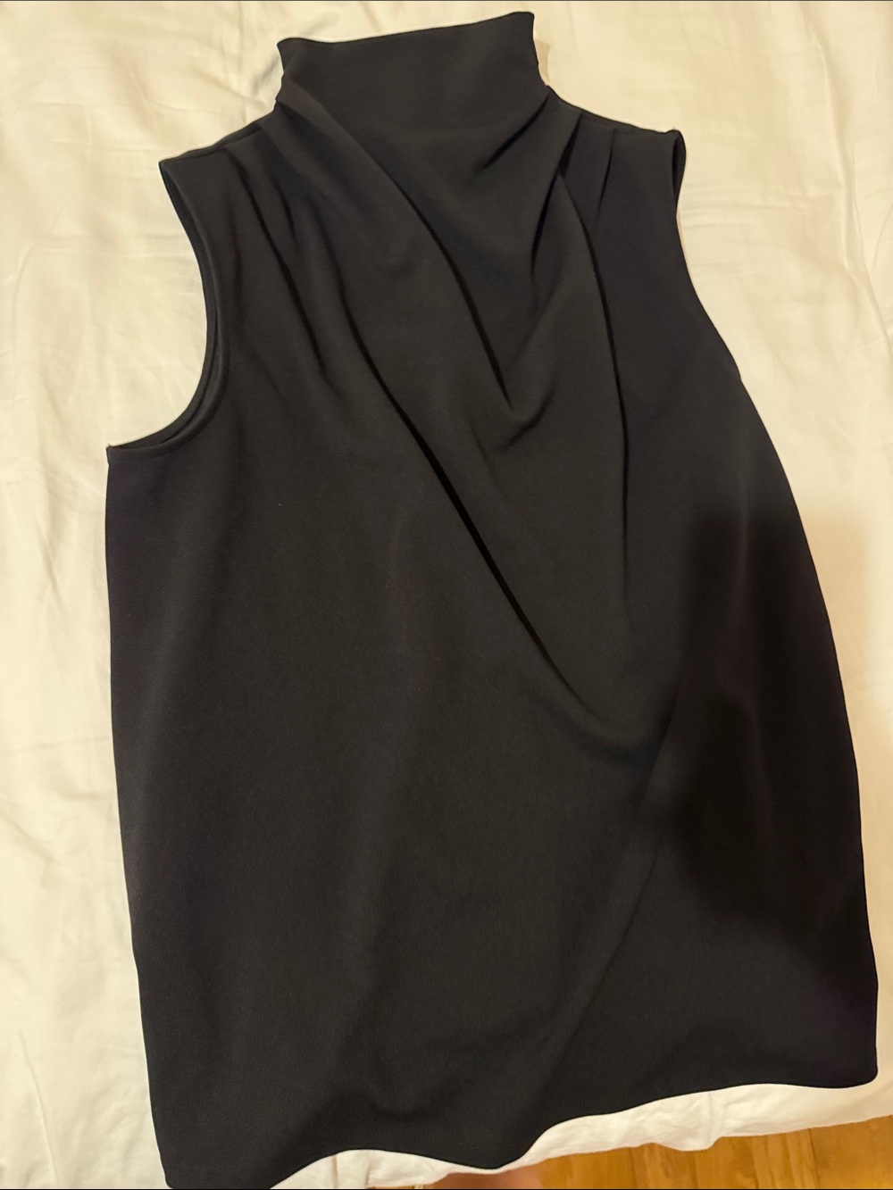 Express Black Sleeveless Draped Mock Neck Top
